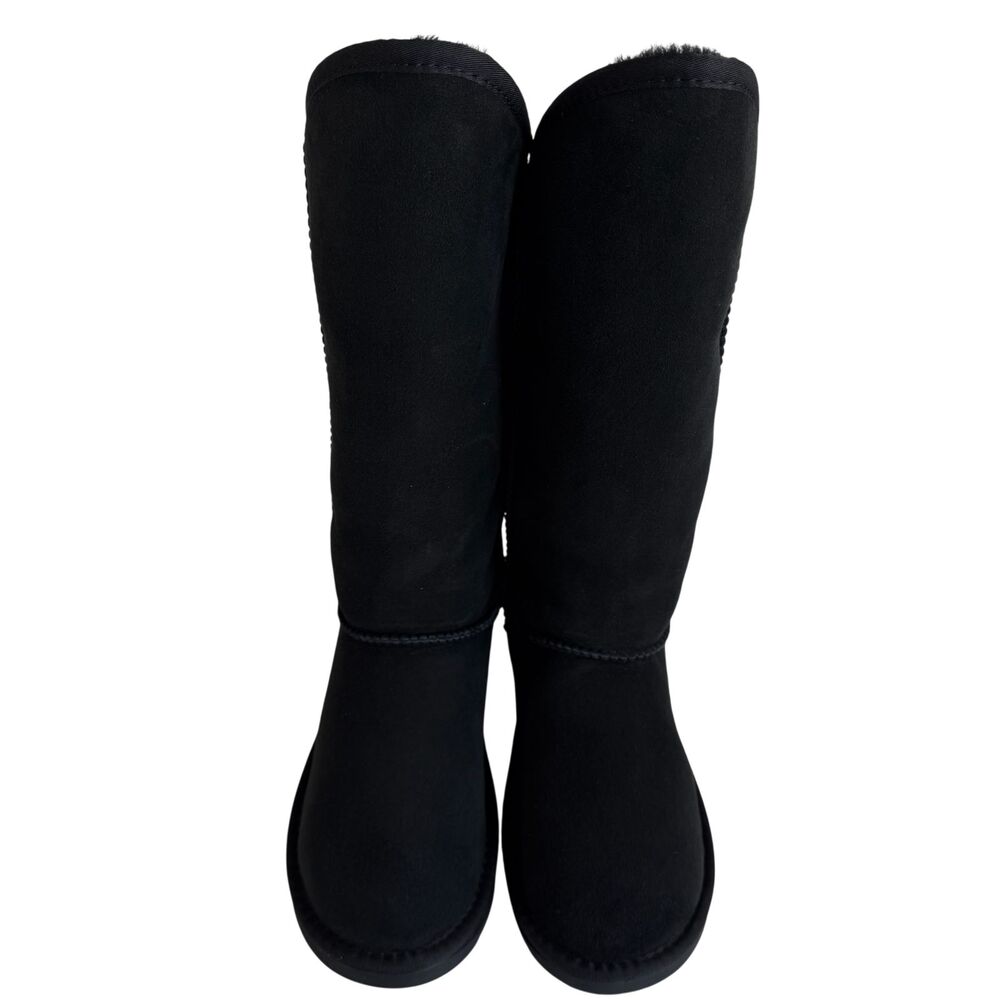 AUSTRALIA LUXE COLLECTIVE Black Cosy Tall Boots Sheepskin Fur Women's Size 7 - Picture 2 of 16